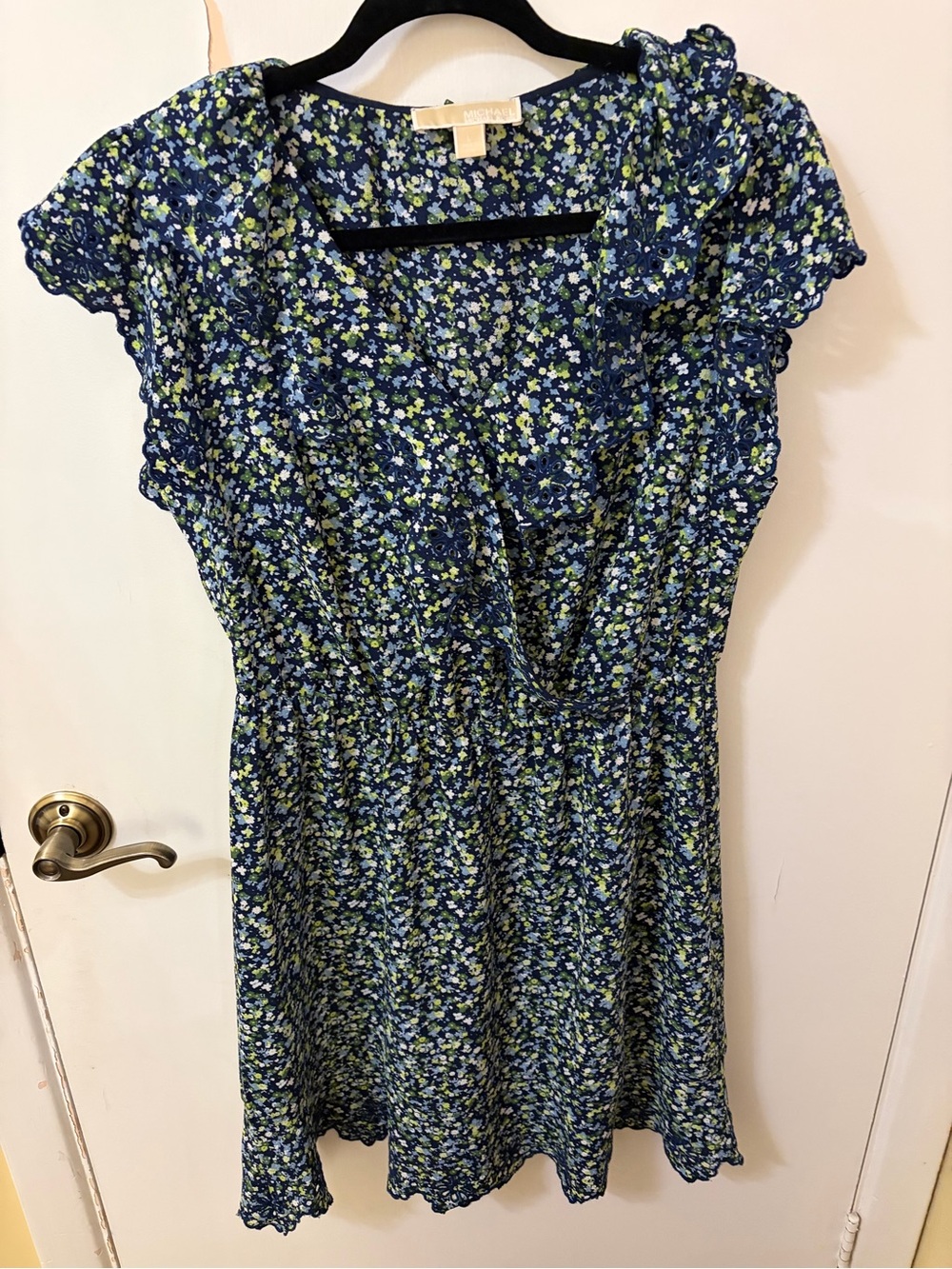 Michael Kors Navy and Green Floral Mini Dress